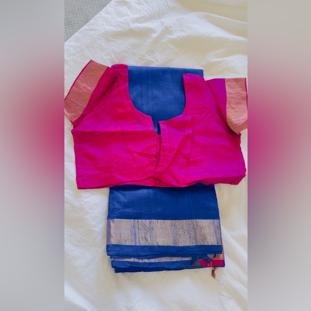 Nalli Pure silk saree with blouse set for Indian Pakistani festive- once used - Picture 4 of 7